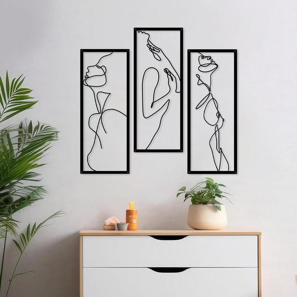 Metal Wall Art Decor, 3 Pieces Minimalist Abstract Woman Art, Elegant Body For🐰 - Picture 1 of 9
